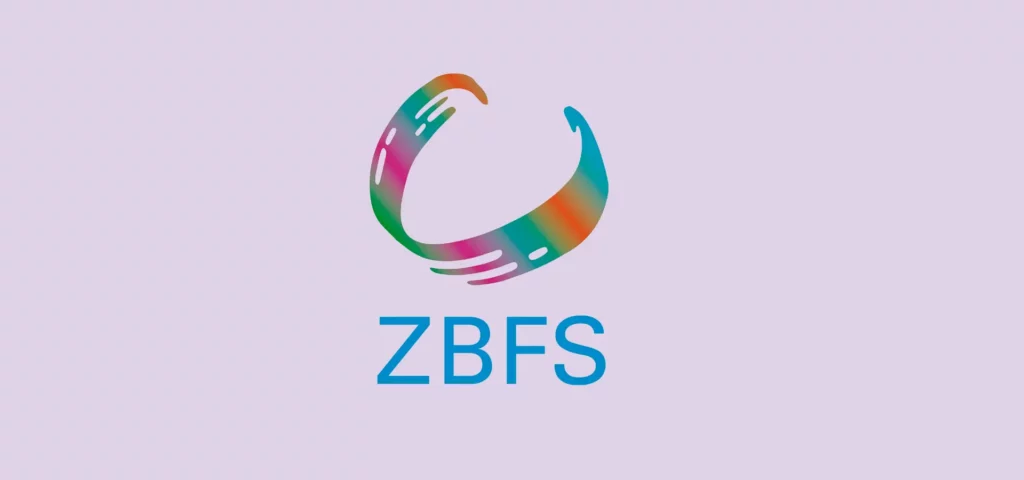 Farbenfrohes Logo mit der Aufschrift "ZBFS" auf lila Hintergrund.