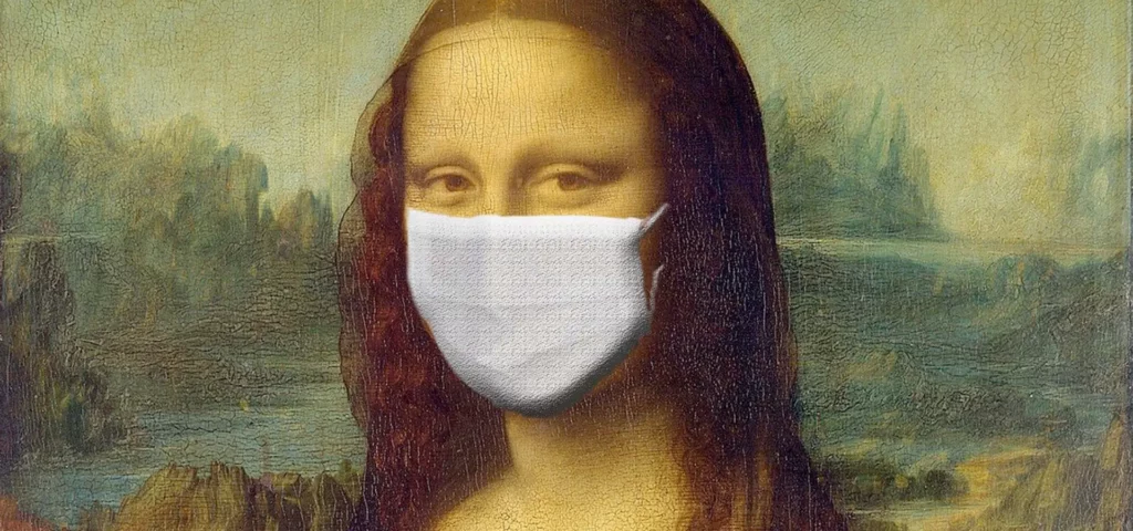 Berühmtes Gemälde mit einer Person, die eine Maske trägt.